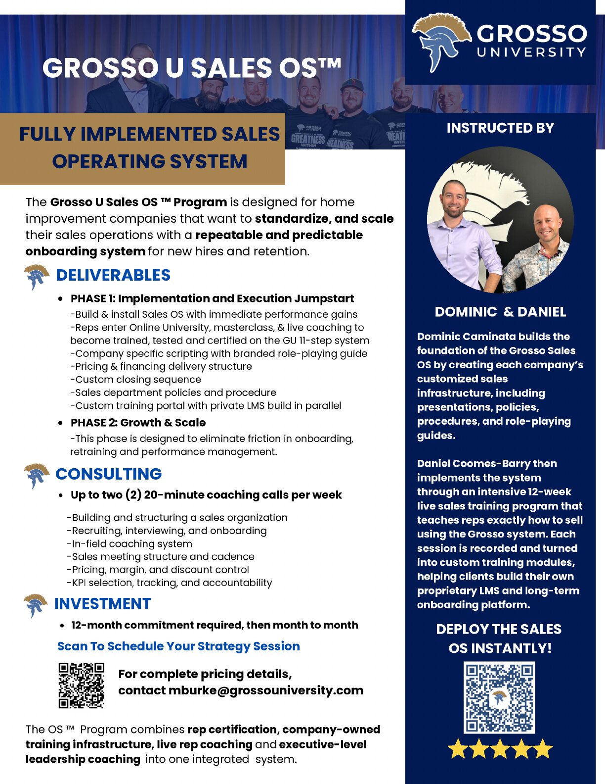 Page 9 of the Grosso University brochure: GROSSO U SALES OS™.